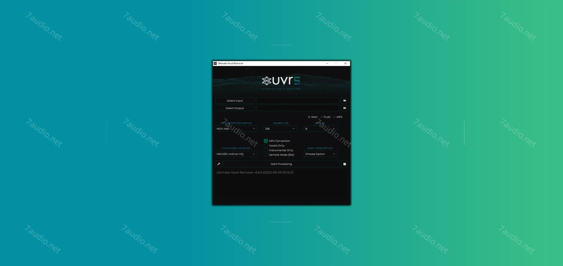 伴奏人声分离软件 Ultimate Vocal Remover GUI v5.5.0 WIN-7audio