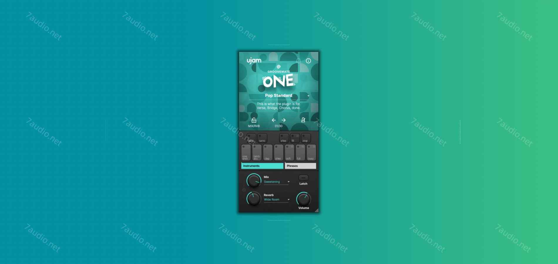 打击乐音源插件 UJAM Groovemate ONE v1.2.0 WIN-7audio