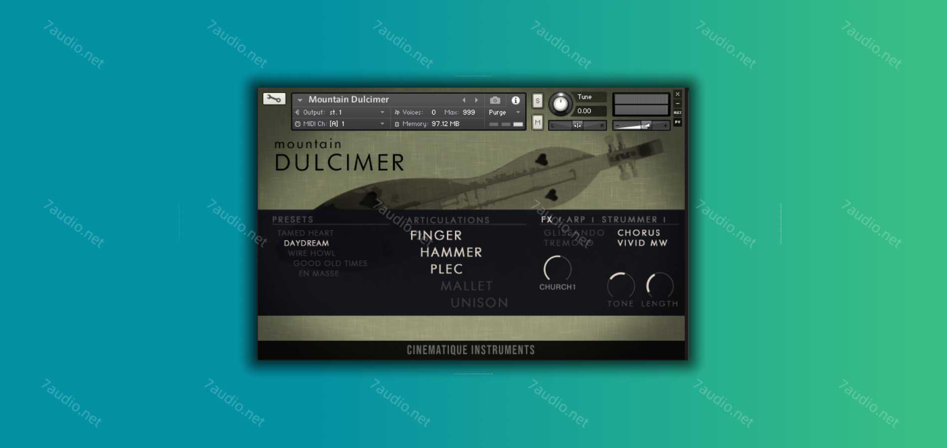 扬琴音源 Cinematique Instruments Mountain Dulcimer Kontakt-7audio