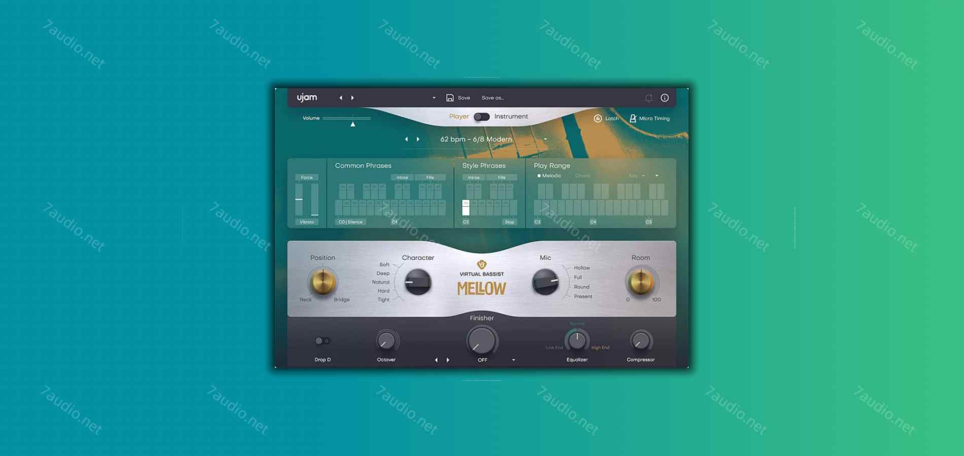 爵士原声贝斯音源插件 UJAM Virtual Bassist MELLOW v2.3.0 WIN-7audio