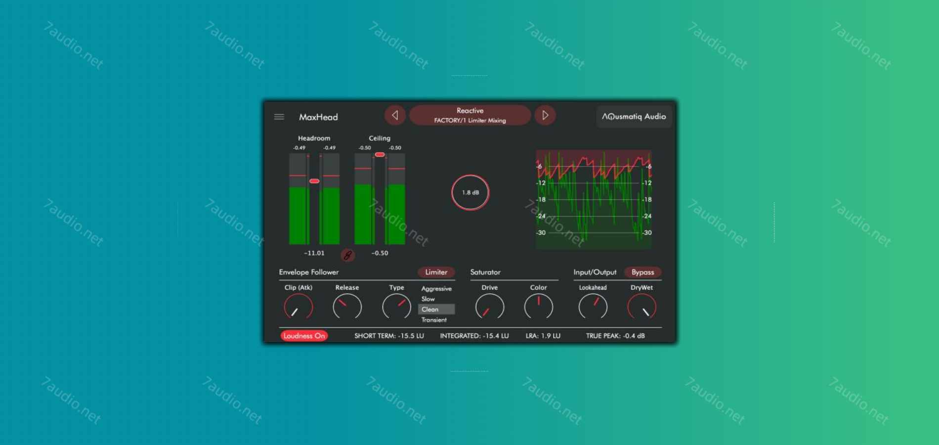 峰值限制插件 Aqusmatiq Maxhead v1.1.0 MOCHA WIN-7audio